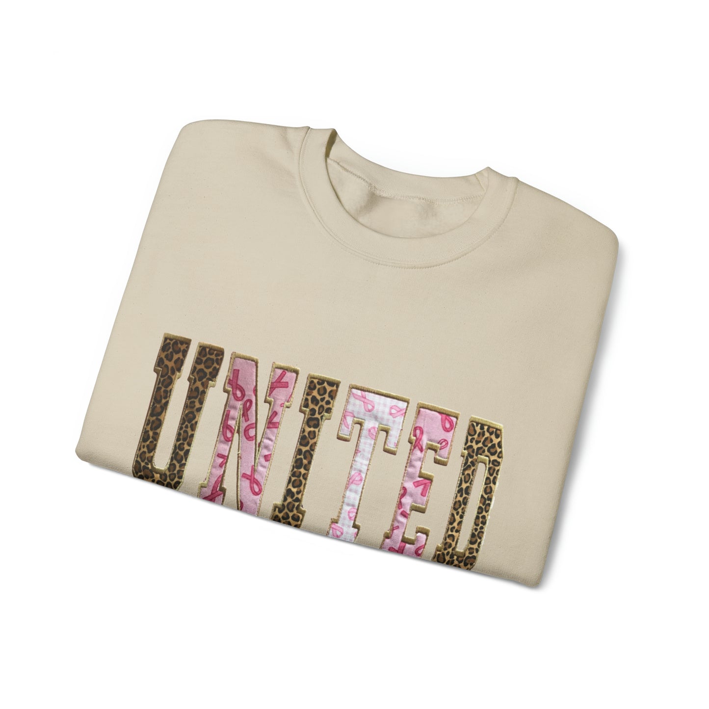 UNITED (with motto backside) Breast Cancer Awareness and Support Non-Profit Unisex Heavy Blend™ Crewneck Sweatshirt