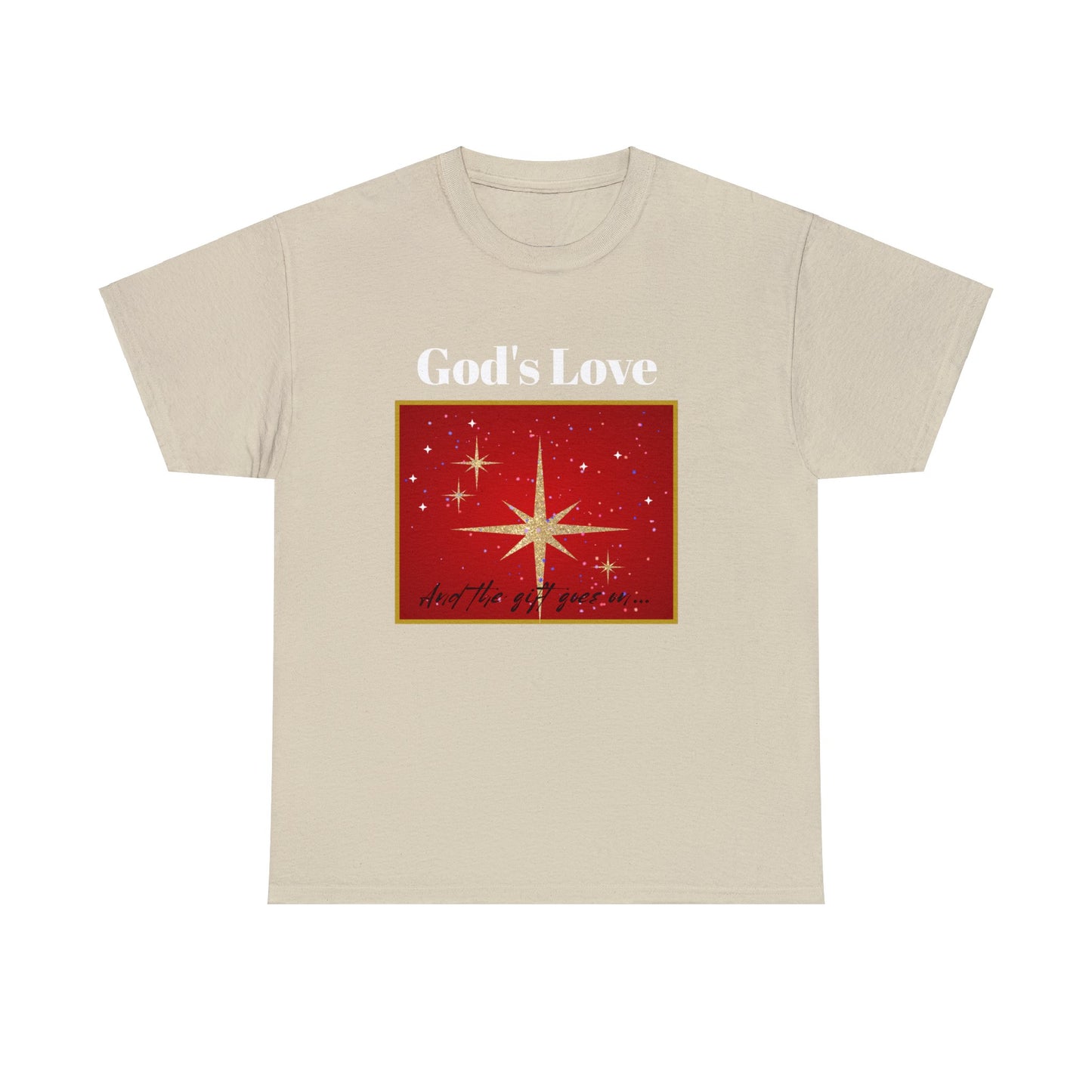 And the Gift Goes On Christmas Unisex Heavy Cotton Tee
